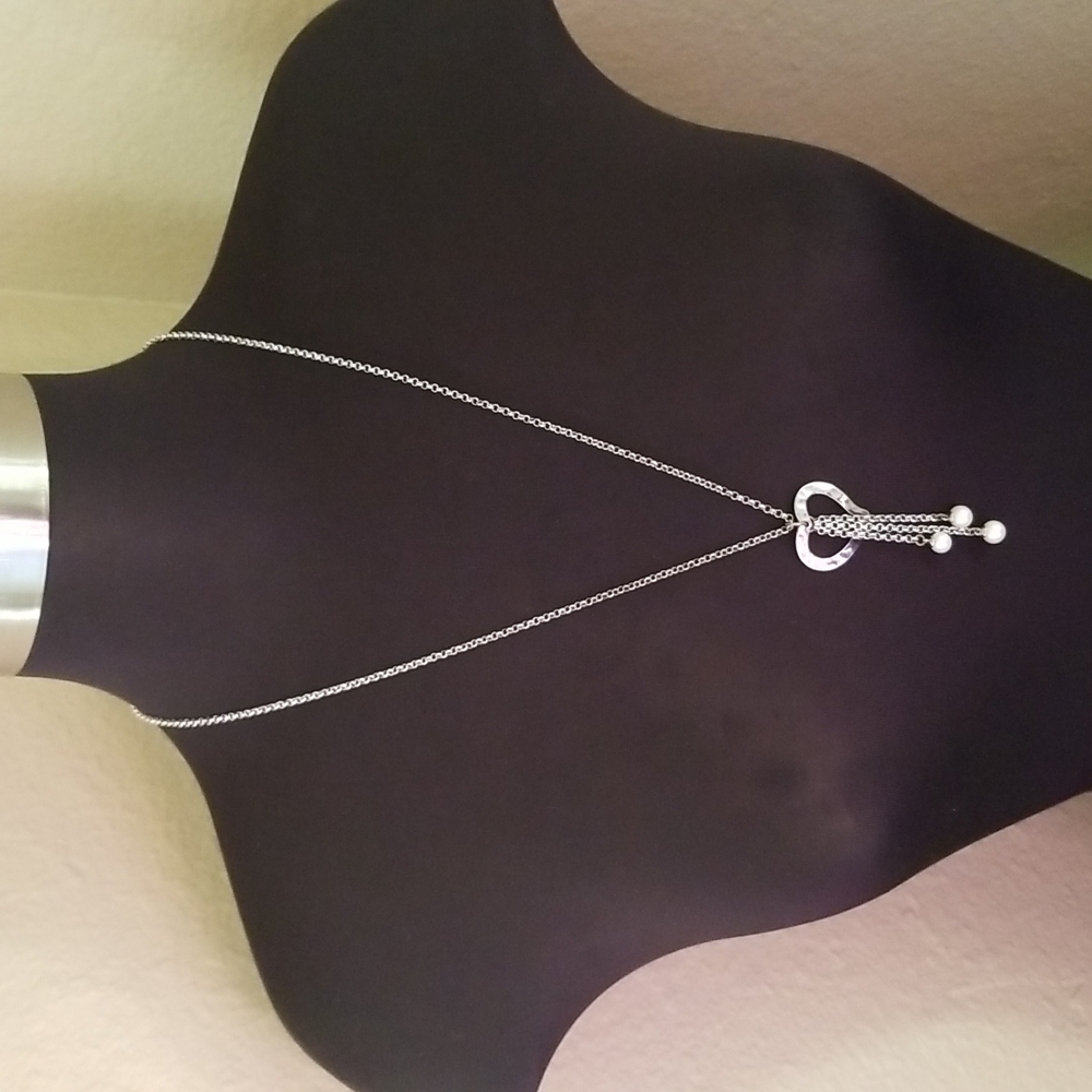 Vantel Pearls Silver Open Heart Pearls Necklace